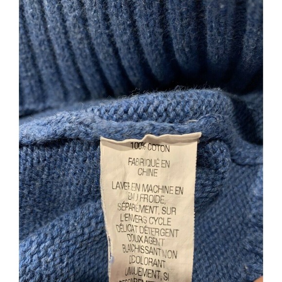 L.L. LL Bean Sweater Blue 1/4 Zip Mock Neck Cotton Pullover Men's Medium M‎ - Picture 5 of 7
